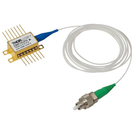 DBR780PN - Лазерный диод с распределённым брэгговским отражателем, 781 нм, 45 мВт, корпус: Butterfly, PM оптоволокно, FC/APC разъем, встроенный изолятор, Thorlabs