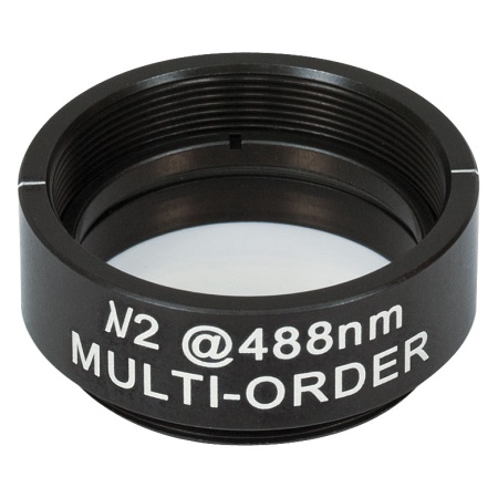 WPMH10M-488 - Полуволновая фазовая пластинка множественного порядка, Ø1", оправа с резьбой SM1, просветляющее покрытие: 488 нм, Thorlabs WPMH10M-488 - Полуволновая фазовая пластинка множественного порядка, Ø1", оправа с резьбой SM1, просветляющее покрытие: 488 нм, Thorlabs