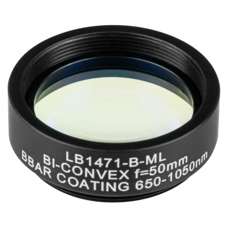LB1471-B-ML - N-BK7 двояковыпуклая линза в оправе, Ø1", фокусное расстояние 50.0 мм, просветляющее покрытие: 650 - 1050 нм, Thorlabs