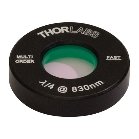 WPMQ05M-830 - Четвертьволновая фазовая пластинка множественного порядка, Ø1/2", оправа: Ø1", просветляющее покрытие: 830 нм, Thorlabs
