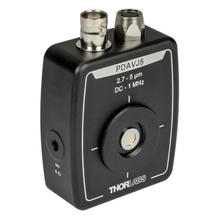 PDAVJ5 - HgCdTe фотодетектор с усилителем, рабочий диапазон: 2.7 - 5.0 мкм, активная область: 1 мм2, разъем для источника питания: 100 - 120 или 220 - 240 В, ширина полосы: DC - 1 МГц, Thorlabs PDAVJ5 - HgCdTe фотодетектор с усилителем, рабочий диапазон: 2.7 - 5.0 мкм, активная область: 1 мм2, разъем для источника питания: 100 - 120 или 220 - 240 В, ширина полосы: DC - 1 МГц, Thorlabs