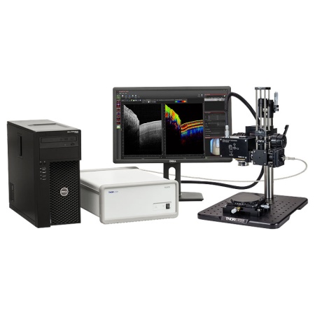 TEL220PSC2 - Спектральный поляризационно-чувствительный ОКТ, длина волны: 1300 нм, разрешение: 5.5 мкм, A-скан: 5.5 - 76 кГц: базовый модуль, сканирующая система, оптическая система с линзой и адаптер, стенд, транслятор, Thorlabs