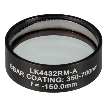 LK4432RM-A - Плоско-вогнутая цилиндрическая круглая линза из кварцевого стекла в оправе, фокусное расстояние: -150 мм, Ø1", просветляющее покрытие: 350 - 700 нм, Thorlabs LK4432RM-A - Плоско-вогнутая цилиндрическая круглая линза из кварцевого стекла в оправе, фокусное расстояние: -150 мм, Ø1", просветляющее покрытие: 350 - 700 нм, Thorlabs