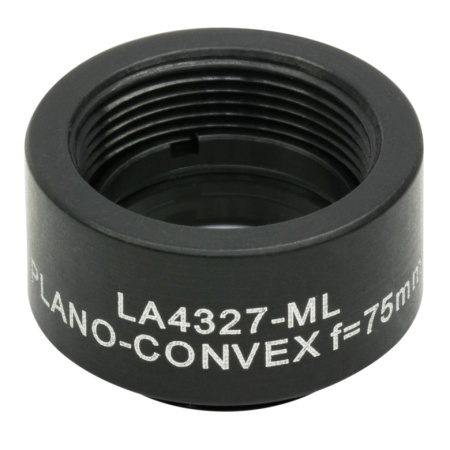 LA4327-ML - Плоско-выпуклая линза, Ø1/2", UVFS, оправа с резьбой SM05, f = 75.0 мм, без покрытия, Thorlabs