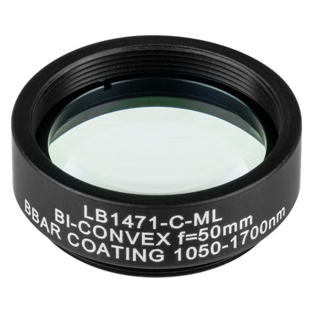 LB1471-C-ML - N-BK7 двояковыпуклая линза в оправе, Ø1", фокусное расстояние 50.0 мм, просветляющее покрытие: 1050 - 1700 нм, Thorlabs