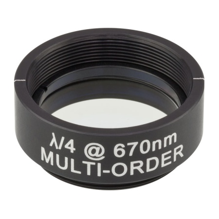 WPMQ10M-670 - Четвертьволновая фазовая пластинка множественного порядка, Ø1", оправа с резьбой SM1, просветляющее покрытие: 670 нм, Thorlabs